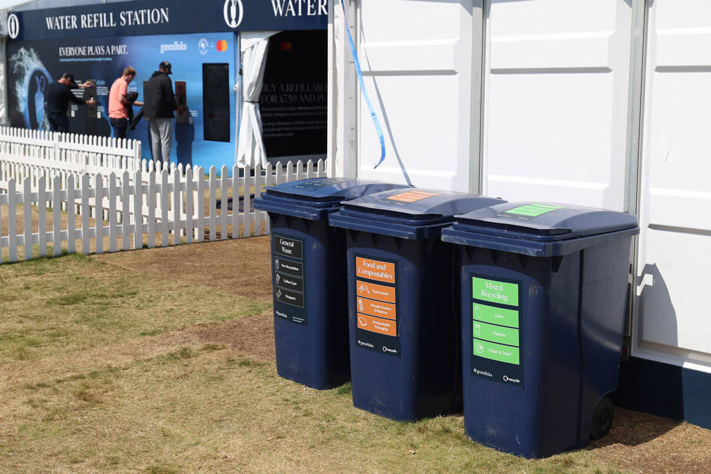 Recycling bins at The Open